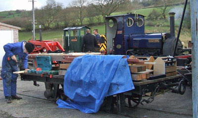 Ian working on the large slate wagon
