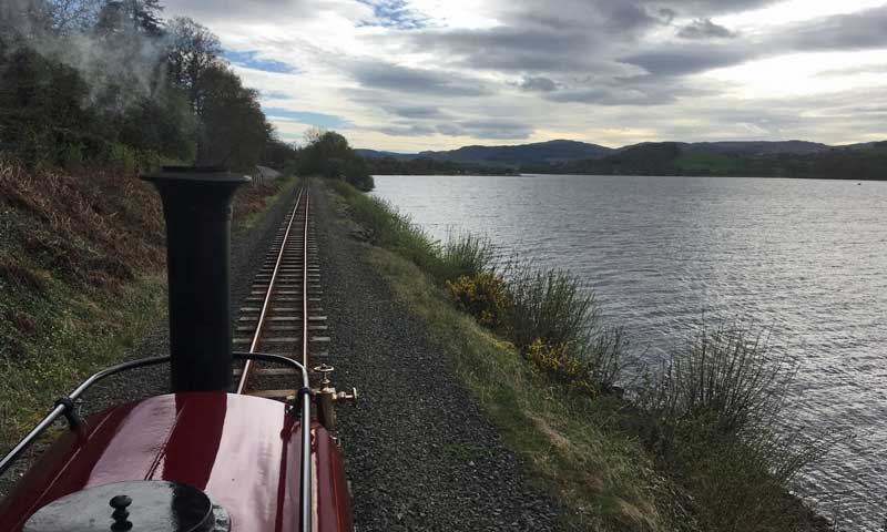 Last train of the day by the lake