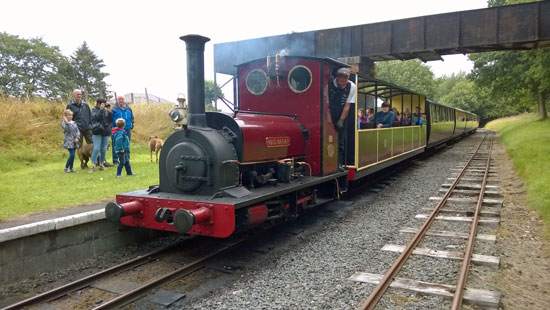 Maid Marian about to leave Bala with a six coach train in July