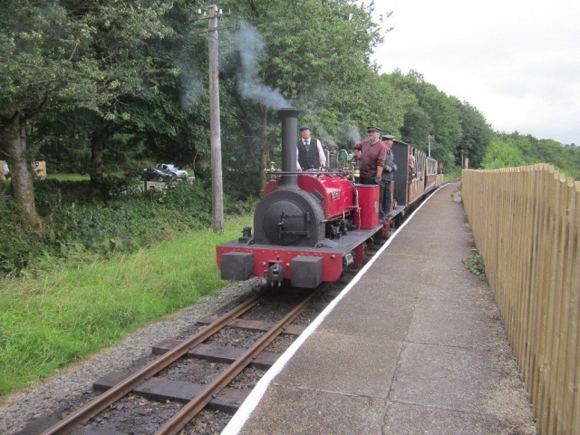 The platform at Llangower, with Alice and George B arriving on a gala day