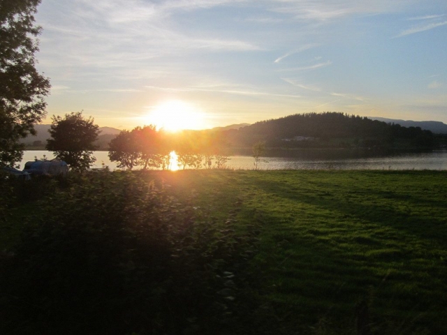 Sunset from an evening train, near Pentrepiod