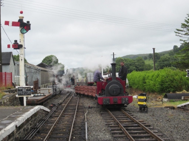 George B arrives at Llanuwchllyn with the Dinorwig slate train