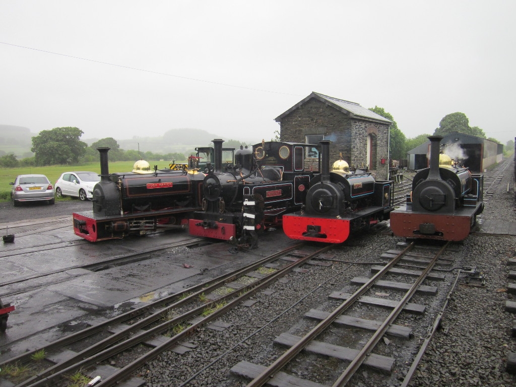 Hugh Napier, Marchllyn, Gwynedd and Winifred lined up in the yard at Llanuwchllyn